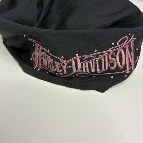 Harley-Davidson Women’s Black Headwrap Pink Logo Rhinestone Accents NWT - Picture 2 of 7